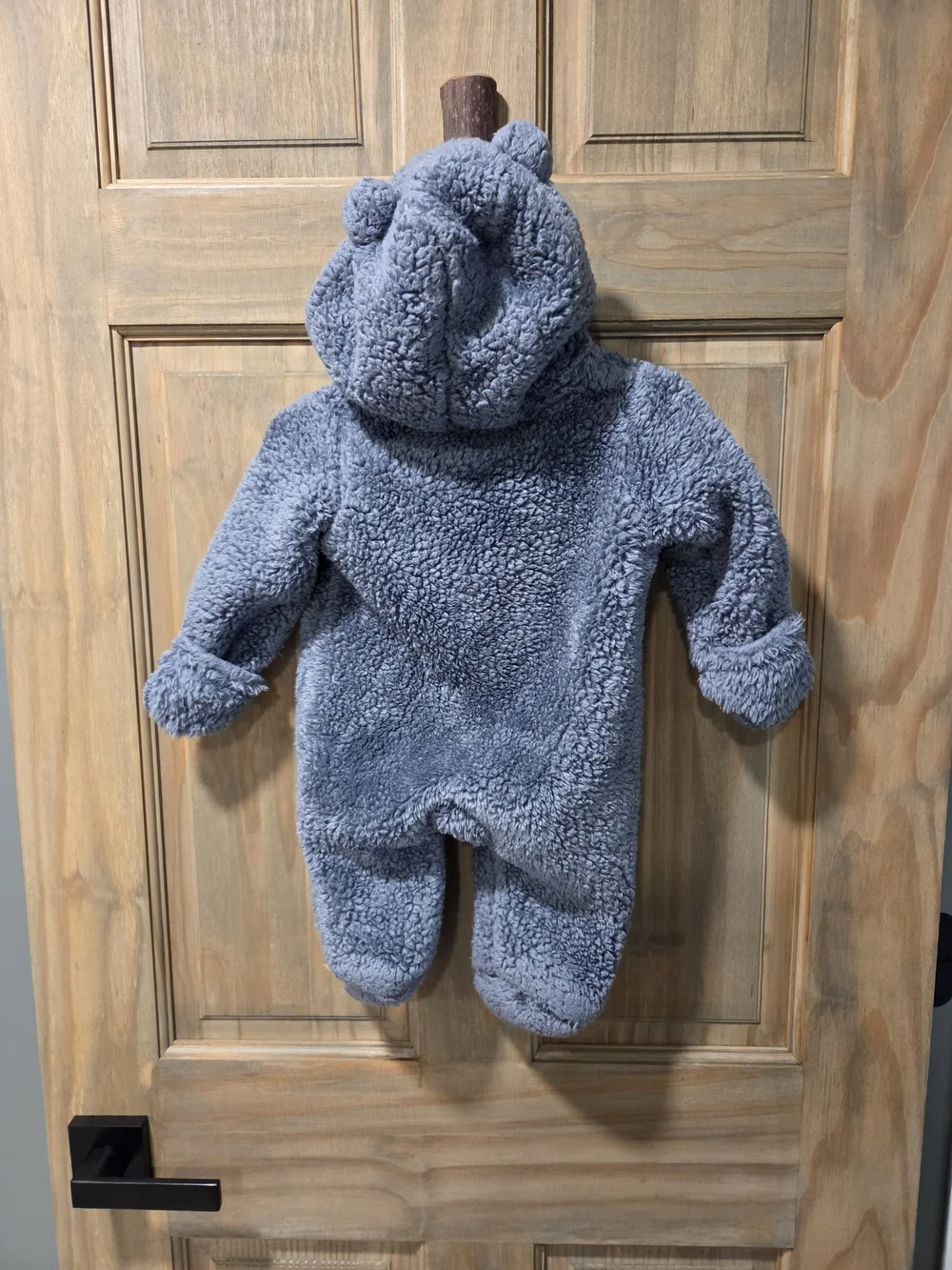 Carter's Blue-Gray Teddy Bear Hooded Footed One-Piece